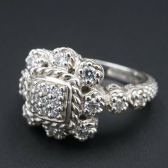 Judith Ripka Sterling Silver Diamonique CZ Cluster Ring - Picture 2 of 7